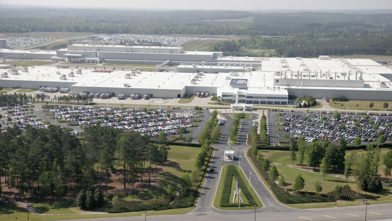 An aerial view of German SUV manufacturing plant in Vance, Alabama, in June 2008.