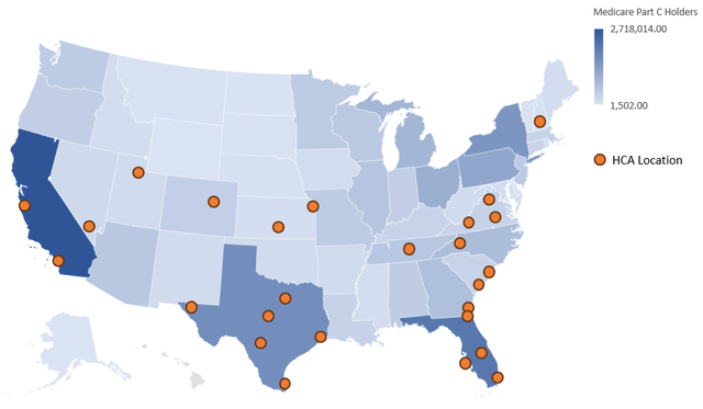 HCA location by part c