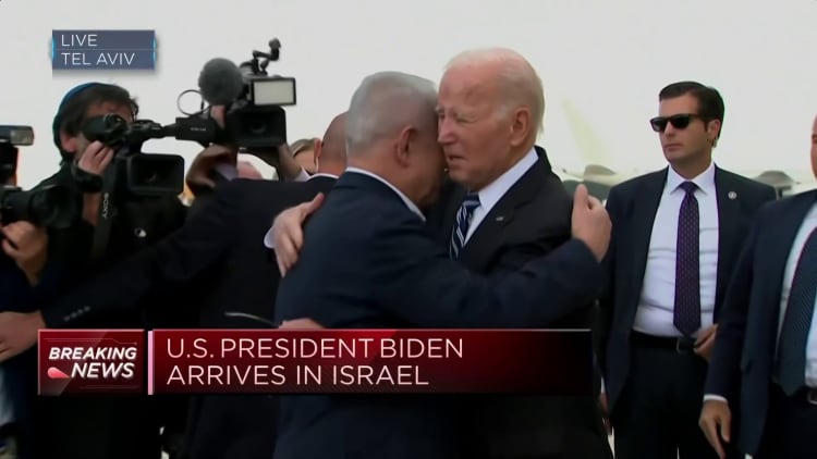 U.S. President Joe Biden arrives in Israel